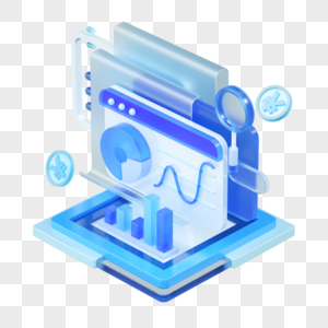 3DC4D立体蓝色商务科技数据经济网络图片