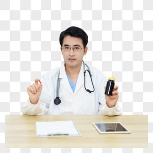 线上解答患者的疾病问题的男医生图片