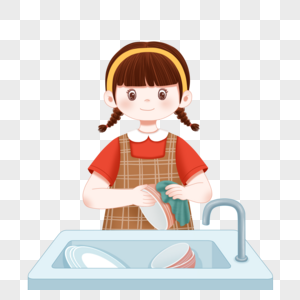 洗碗的女孩劳动节洗碗精高清图片