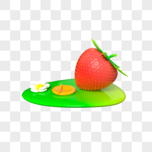 c4d立体可爱水果3d草莓图片