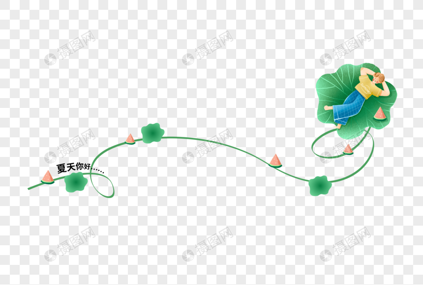 夏日可爱清凉荷叶西瓜分割线图片