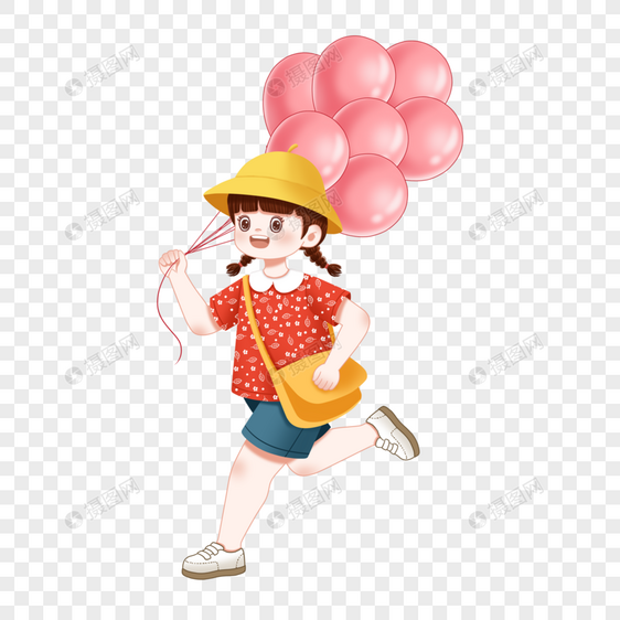 儿童节拿着气球的小女孩图片