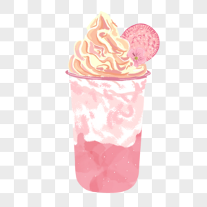 草莓樱花奶茶冰淇淋图片
