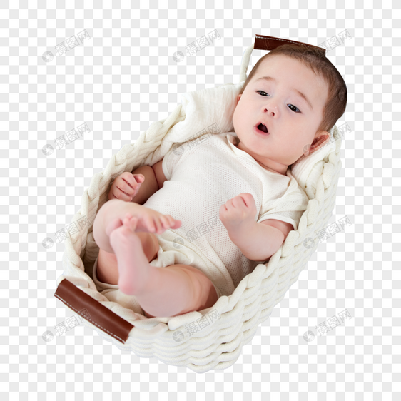婴儿篮里的可爱宝宝图片