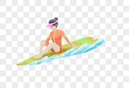 冲浪的女孩海边冲浪的女孩高清图片