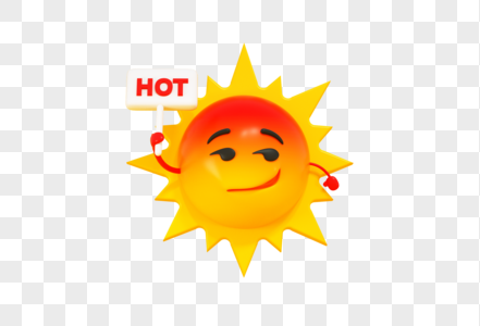 创意C4D夏季高温太阳表情图标3D立体模型图片