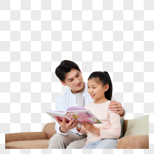 父亲给女儿讲故事书图片