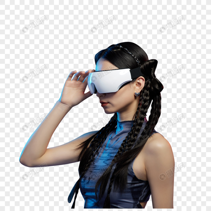 佩戴电子科技VR设备的女人图片