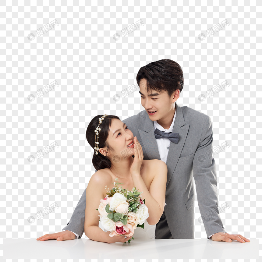 浪漫新婚夫妇简约婚纱照图片