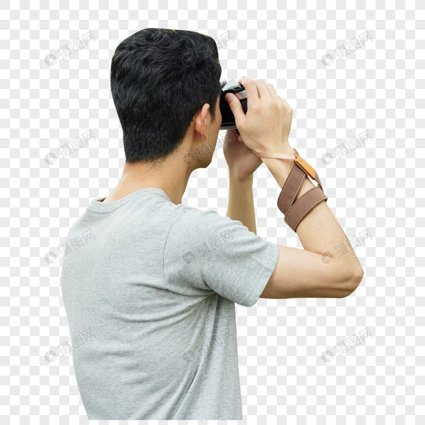 手拿相机的年轻男性图片