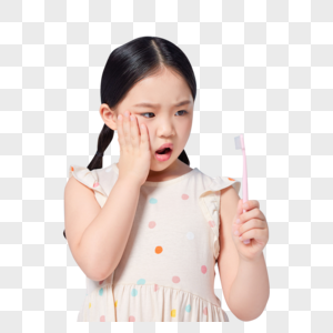 小女孩蛀牙刷牙疼痛图片