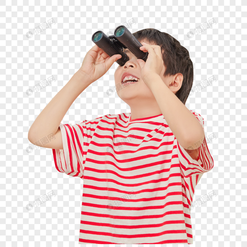 拿着望远镜的小男孩图片
