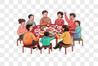 吃团圆饭的一家人图片