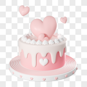 卡通粉红色情人节蛋糕图片