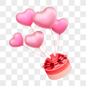 3D立体C4D新年情人节礼盒气球图片