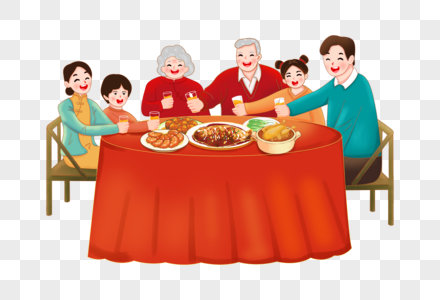 吃团圆饭的一家人图片