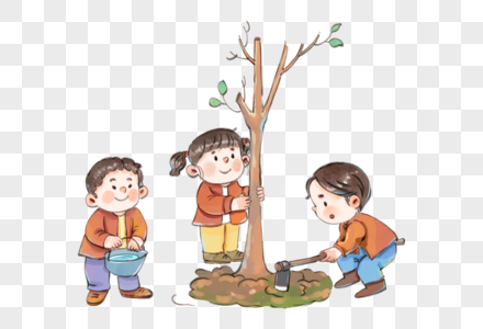 儿童种树图片