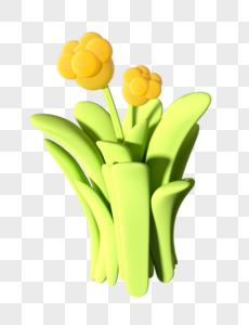 3D春季植物小黄花图片