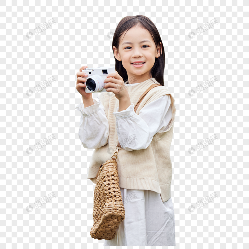 手拿照相机的小女孩图片