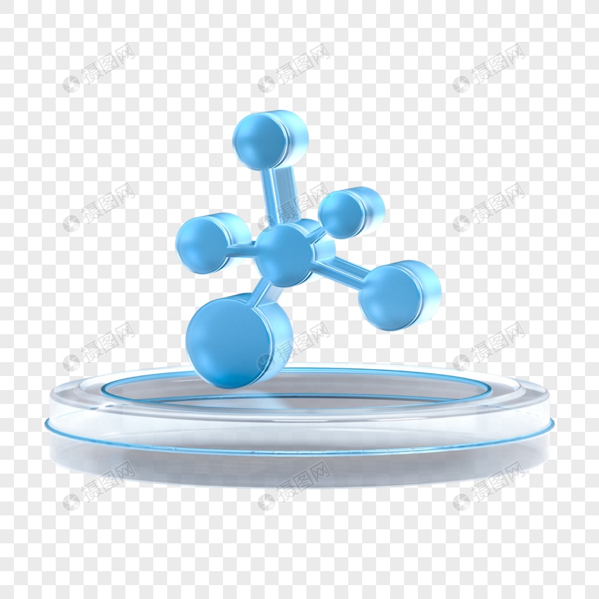 C4D立体渐变玻璃教育图标-生物分子图片