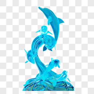 3D国际航海日海洋鱼类船航海海豚玻璃图片
