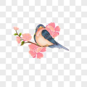 春分小鸟与桃花图片