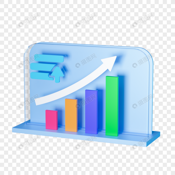 3D金融上升图标C4D风格免抠柱状图图片