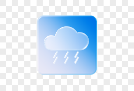 大雨磨砂玻璃风格天气图标图片