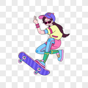 玩滑板的女孩高清图片