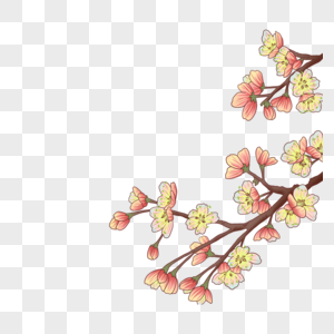 桃花枝花卉脆桃高清图片