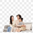 沙发上幸福的女性三代人图片