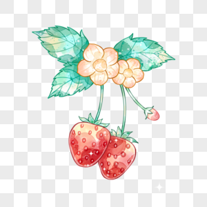 夏季水彩草莓高清图片
