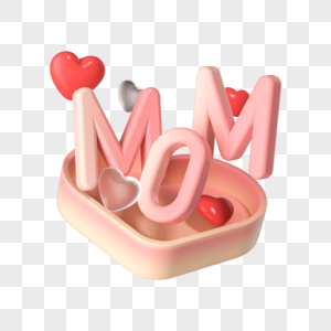 3D创意母亲节MOM艺术字图片