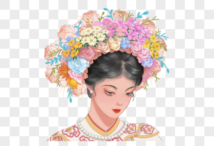 簪花女孩美女  花环高清图片