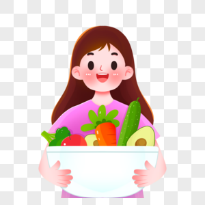 抱着蔬菜的女孩高清图片