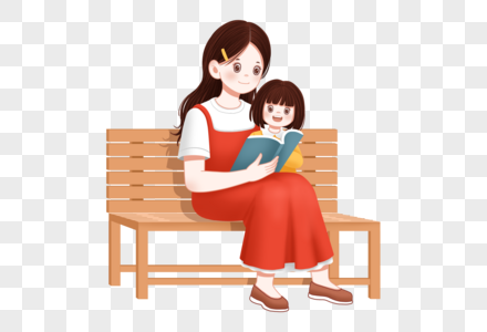 抱着孩子看书的母亲高清图片