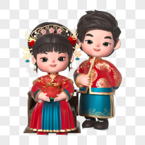 中式婚礼新郎新娘结婚照图片