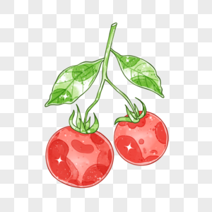 夏天水彩西红柿高清图片