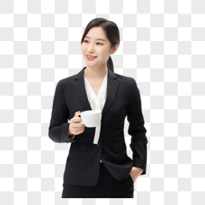 手拿咖啡穿着正装的职业女性形象图片