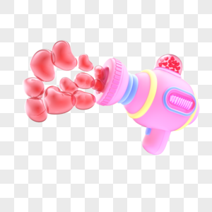 3D立体粉色情人节爱心泡泡机模型元素图片