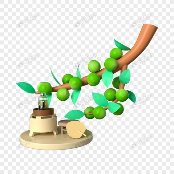 c4d立体芒种青梅图片