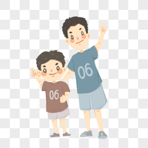 父亲节父亲和儿子穿运动装站在一起图片