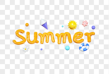夏天summer创意C4D立体字图片