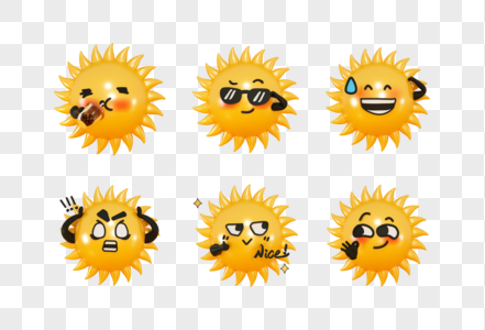 夏天太阳拟人表情C4D模型图片