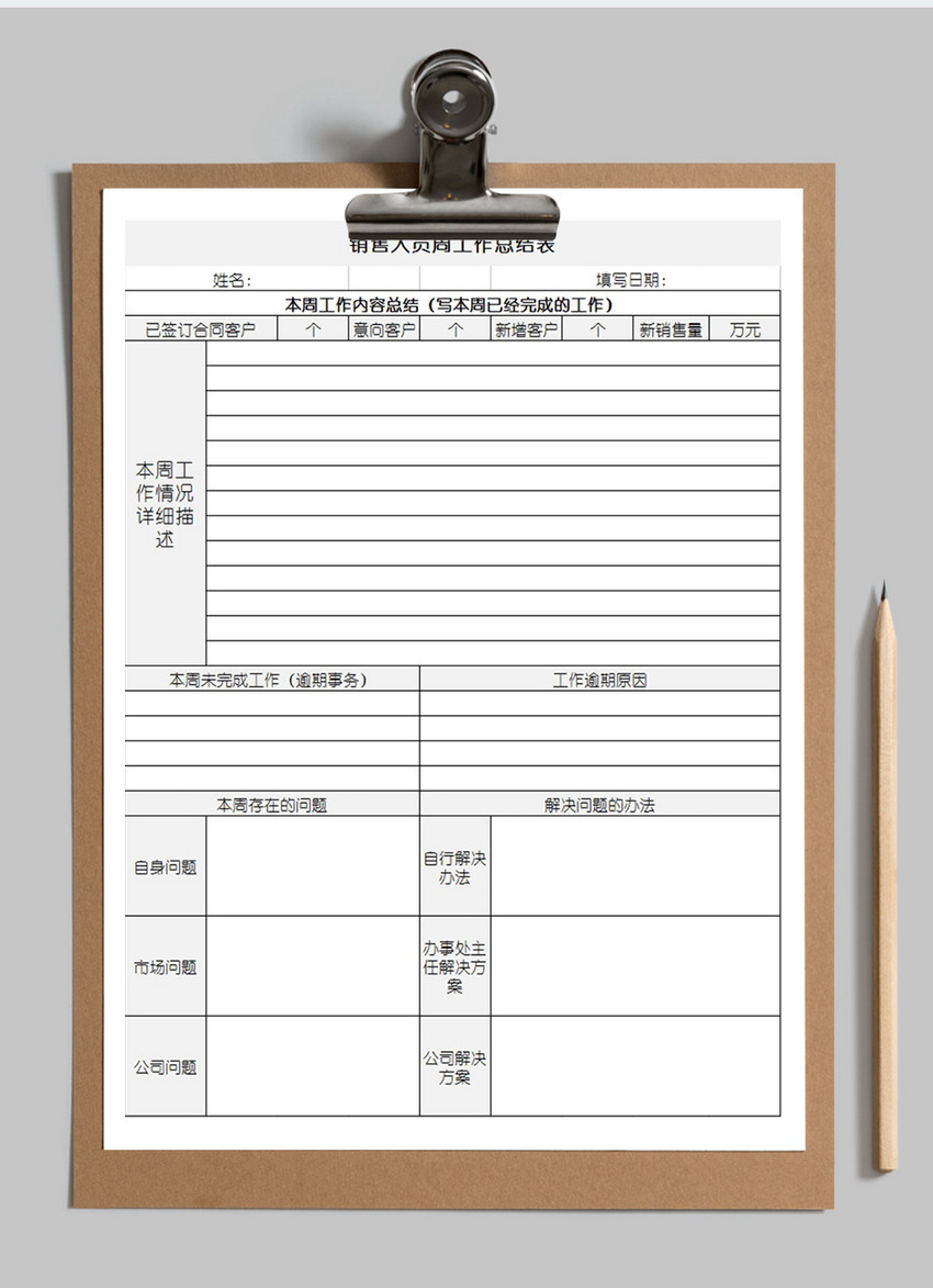 销售人员周计划与总结