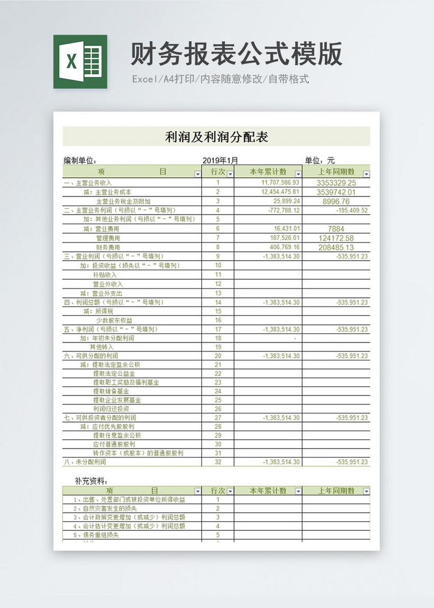 财务报表自动生成模版