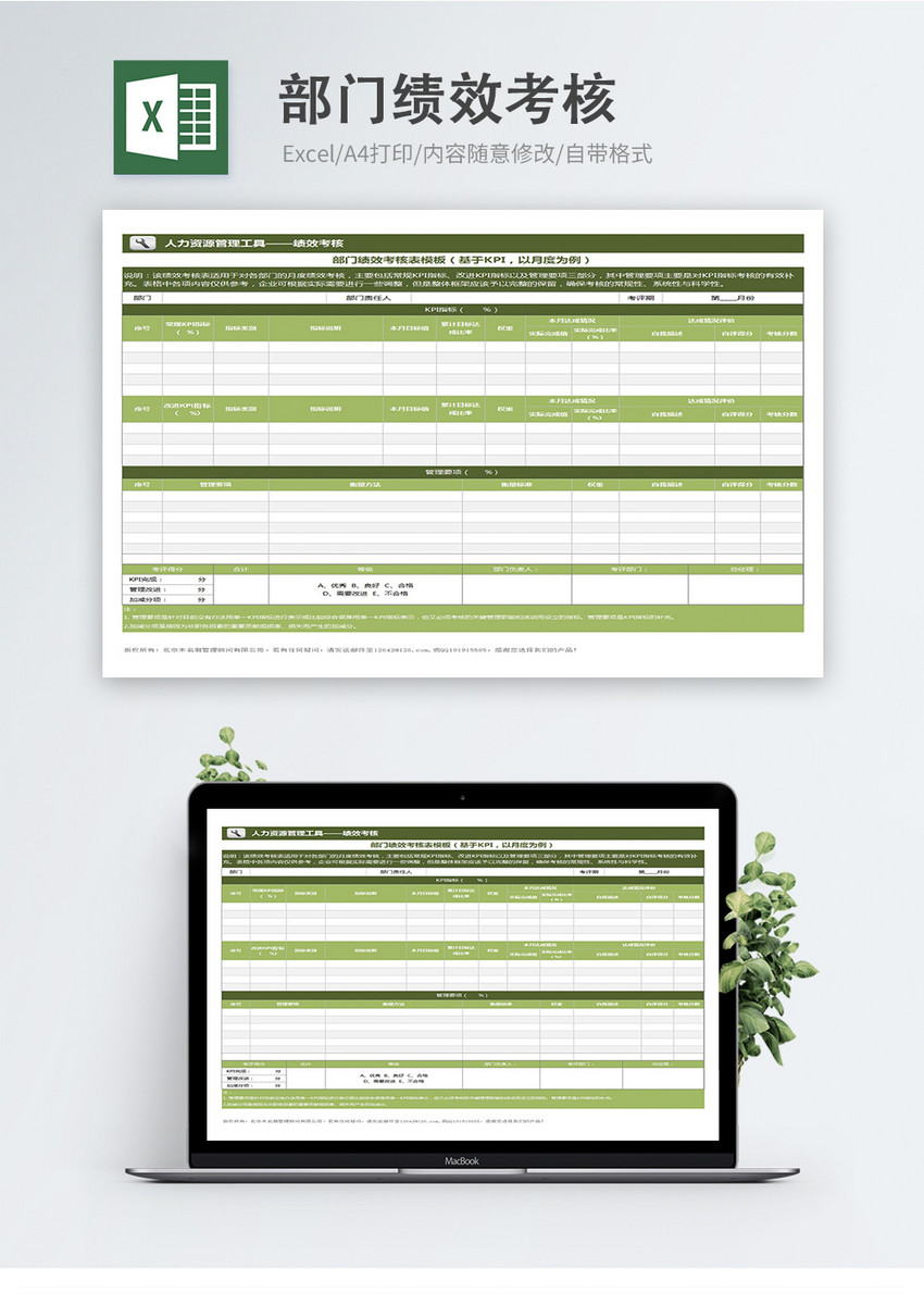部门绩效考核表模板