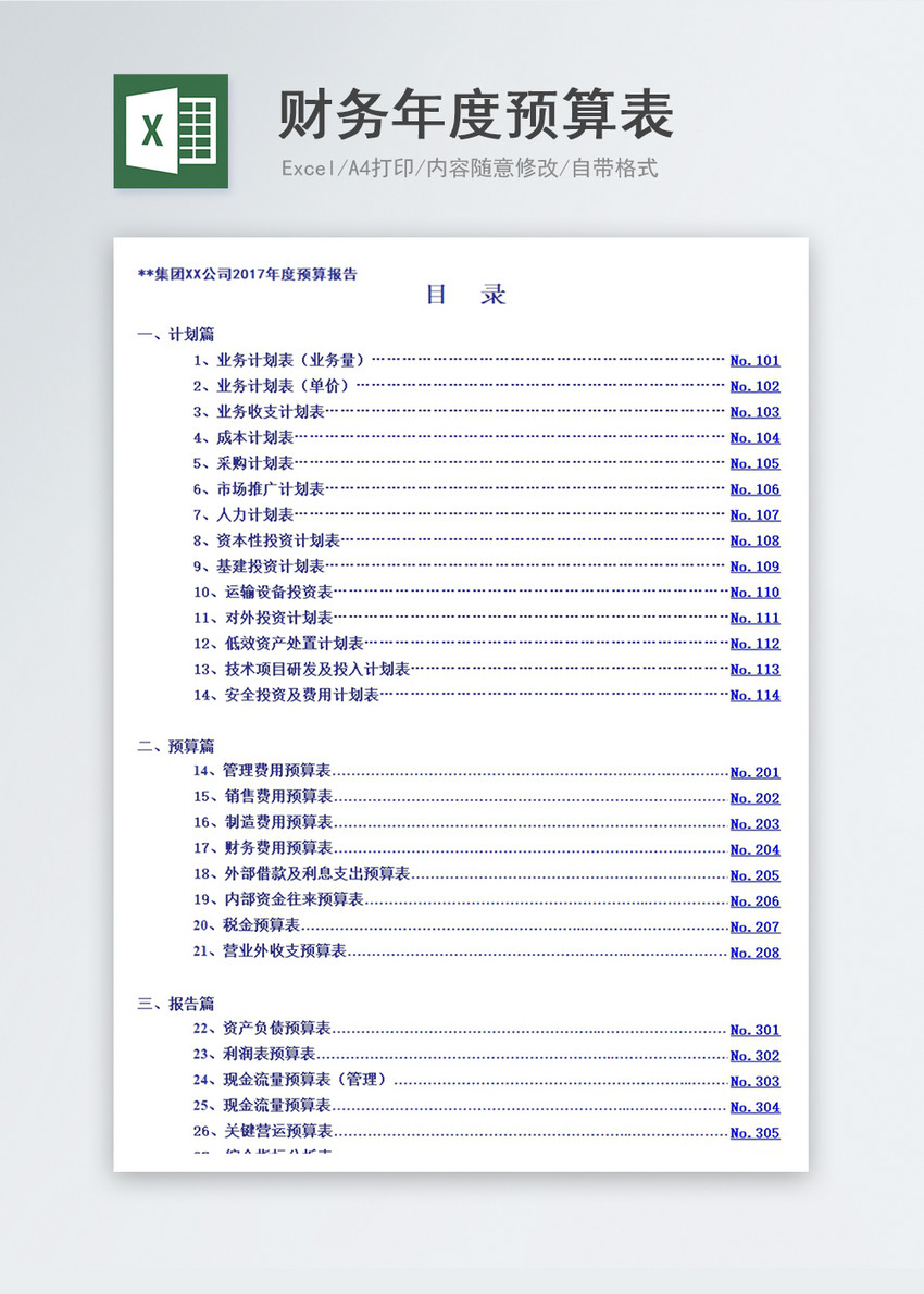 年度财务年度预算统一表八联表 第1页