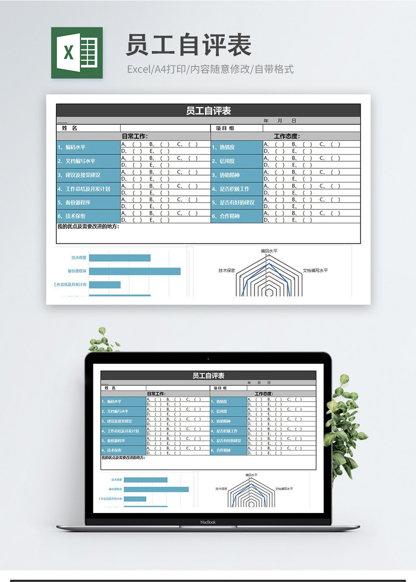 公司人事表格员工自评表