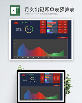 月支出记账单表预算表图片